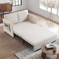 Antetek Sleeper Sofa Bed, 46-Inch Modern Linen Loveseat Sleeper Sofa Couch with Pull-Out Bed, Small Love Seat Sofa Single Bed with a Detachable Side Pocket for Living Room, Office, Beige