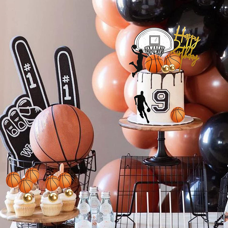 20 PCS Basketball Cake Toppers, Basketball Star Themed Cake Decorations for Basketball Birthday Cake Party Decorations Basketball Party Supplies