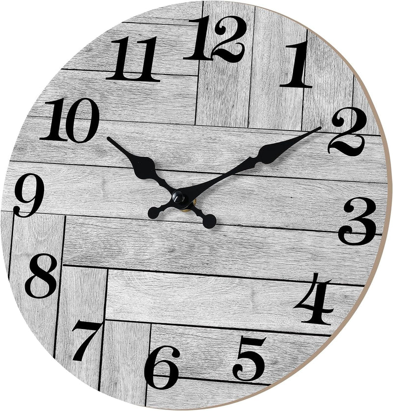 CHYLIN Wall Clock Silent Non Ticking Wall Clocks Battery Operated, Rustic Coastal Country Clock Decorative for Bathroom Kitchen(10 Inch)