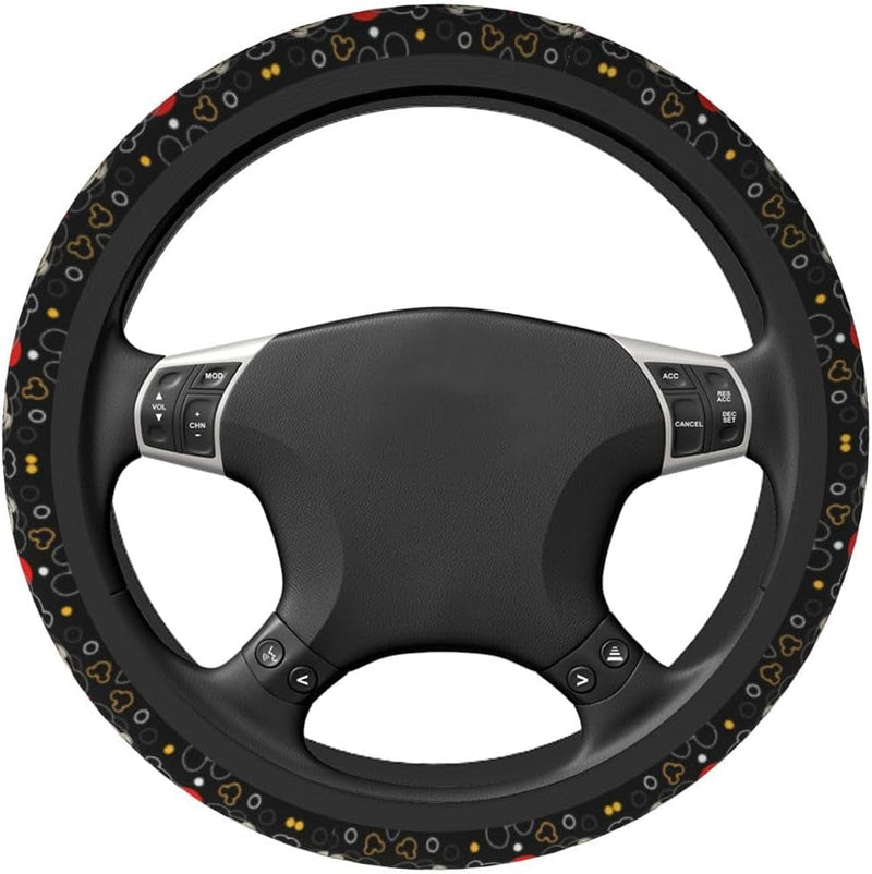 Cute Mouse Steering Wheel Cover Elasticity Car Accessories Cloth Soft Black 15 Inch Steering Wheel Covers Universal for Women Men