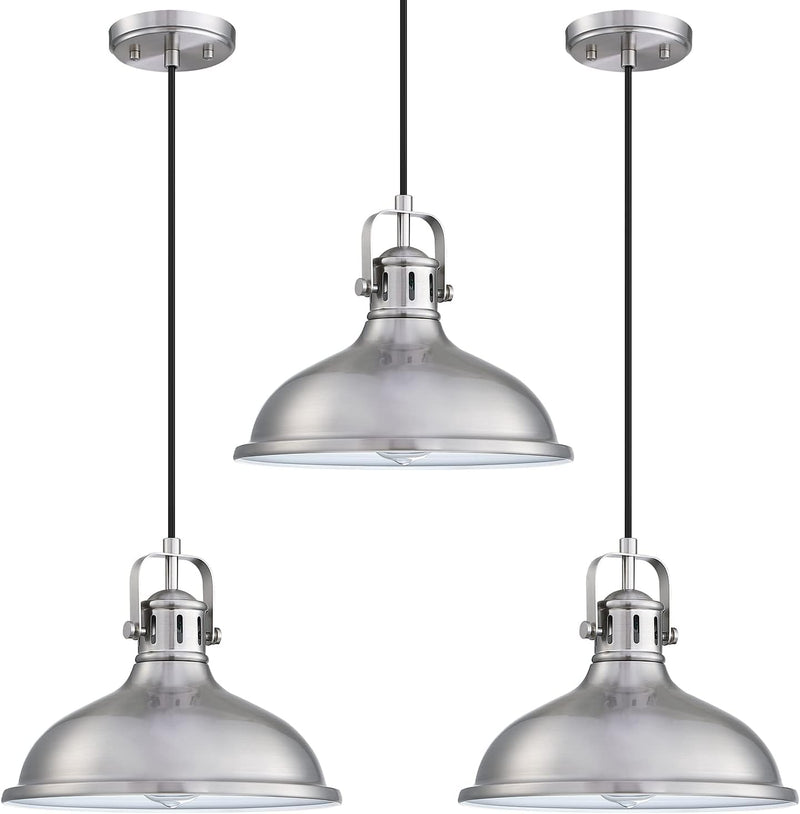 Doraimi Lighting 3 Pack 1 Light Pendant Light Industrial Vintage Fixtures Metal Chandelier Lights Painting Black Finish,Ceiling Lamp for Kitchen Home Island Dining Room Bedroom Farmhouse