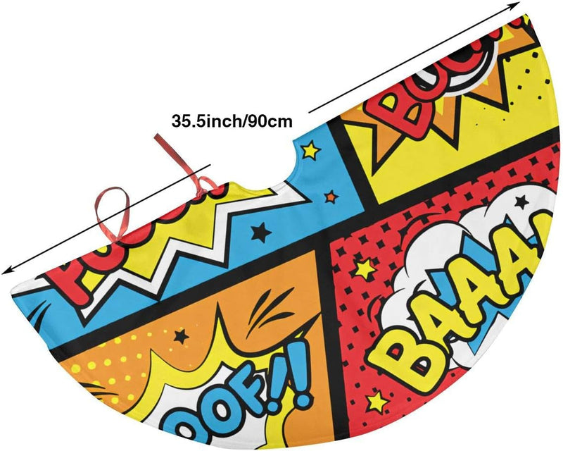 Comic Graffiti Boom Christmas Tree Skirt Xmas Holiday Decoration