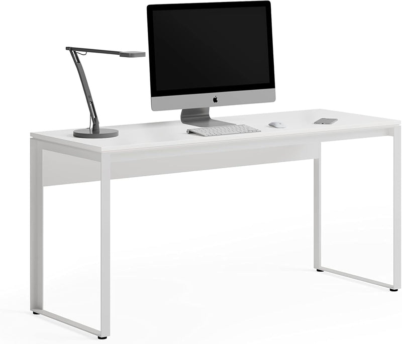 BDI Furniture Linea 6223-60'' Office Desk for Home or Office with Wire Management, Power Strip Mounting Kit, Satin White