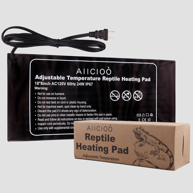 Aiicioo under Tank Heater Thermostat - Reptile Heating Pad with Temperature Control Reptile Heat Mat for Combo Set for Hermit Crab Lizard Terrarium 16W