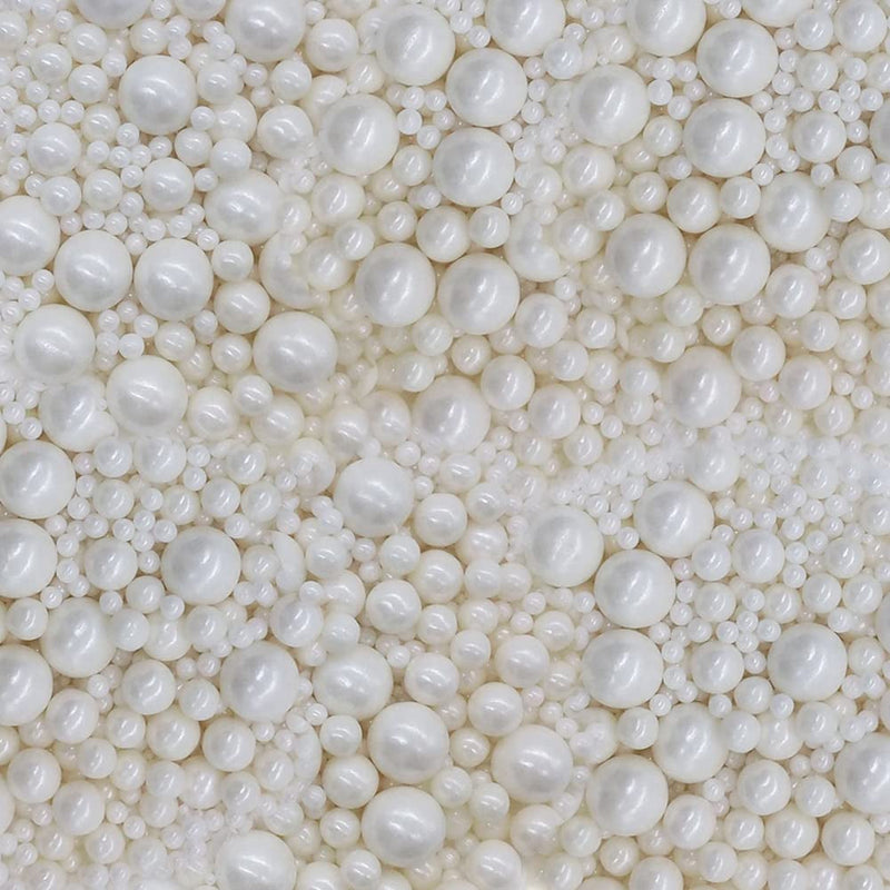 Edible Pearl Sugar Sprinkles White Candy Pearls Baking Decorations 7Mm 130G/4.58 Oz White Sprinkles Sugar Pearl for Cake Decorating Edible Ball Sprinkle Ice Cream Toppings Wedding Chirstmas Supplies