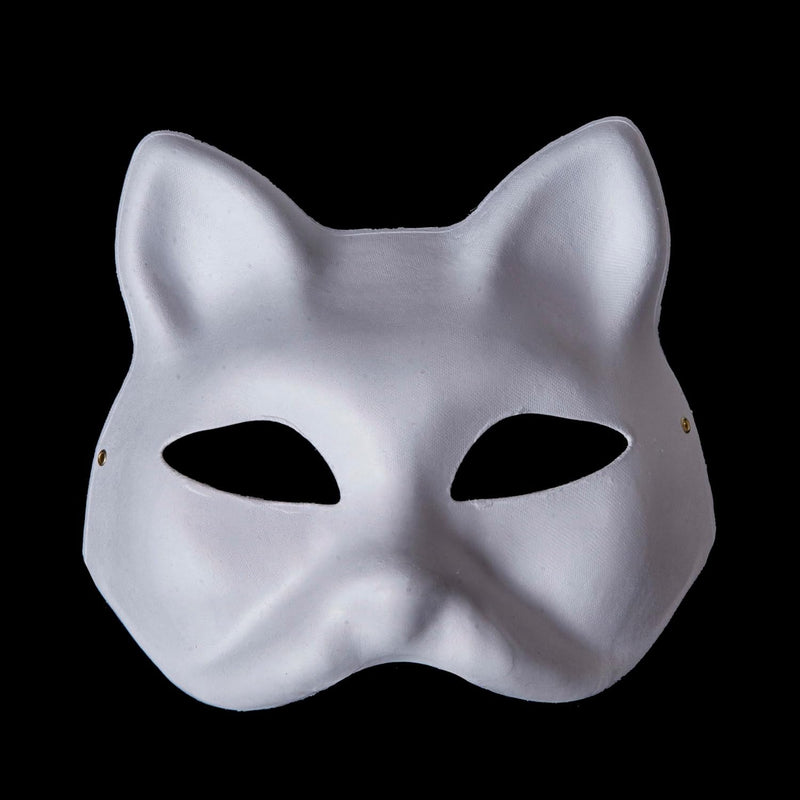 Cat Mask White Paper Cat Masks Blank Fox Mask Unpainted Half Facemasks DIY Paint Masquerade Mask Costume Prop