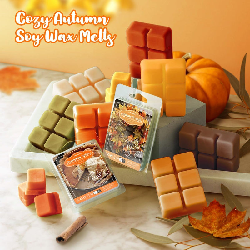 ARVIDSSON Autumn Scented Wax Melts, Fall Soy Wax Cubes for Wax Warmer, Strong Scent Fragrance Wax Tarts, Candle Melts Gift Set, Pumpkin Spice, Cinnamon, Spiced Cider, Pine, Candy Corn, Autumn Wreath