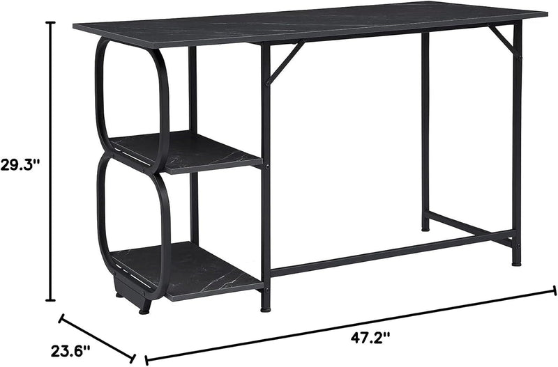Anivia Computer Home Office Two Shelves Gaming Writing Desk Notebook Table Workstation Stand Easy Assemble, 47", Black + Black Frame