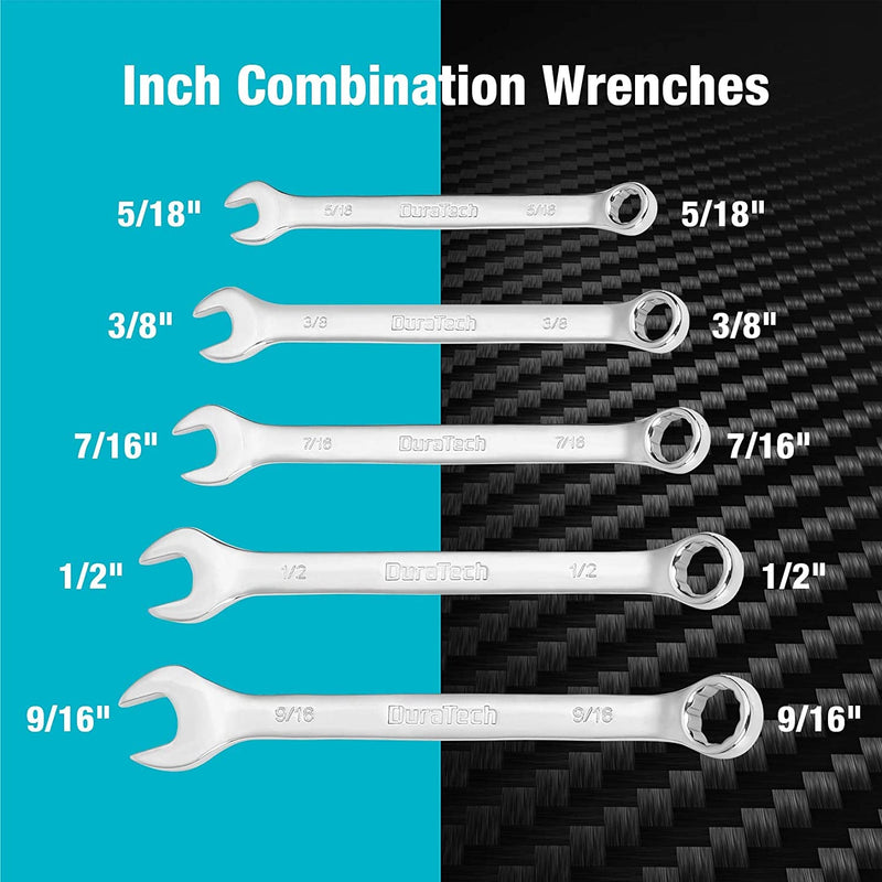 DURATECH 497-Piece Mechanics Tool Set, Include Sae/Metric Sockets, 90-Tooth Ratchet and Wrench Set in 3 Drawer Tool Box