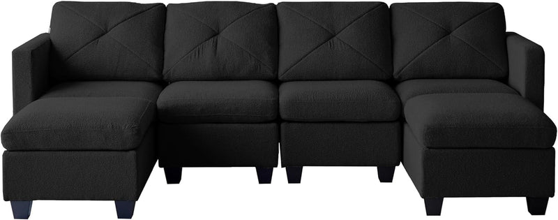 Casa Andrea Milano Modular Sectional Sofa, Boucle Fabric Convertible U Shaped Couch with Storage, 6 Seat Modular Sectional Sofa Couch with Chaise for Living Room, Apartment