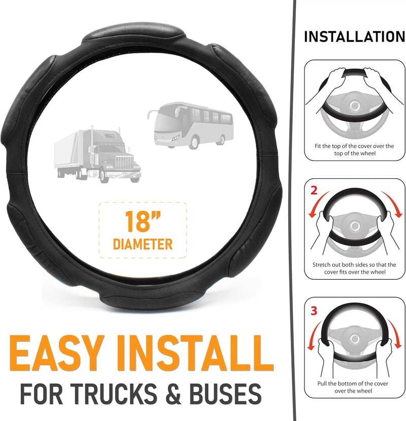 GOODYEAR, Bus and Truck Steering Wheel Cover [18 INCHES], Durable, Comfortable, and Protective, Improve Your Grip and Control on the Road