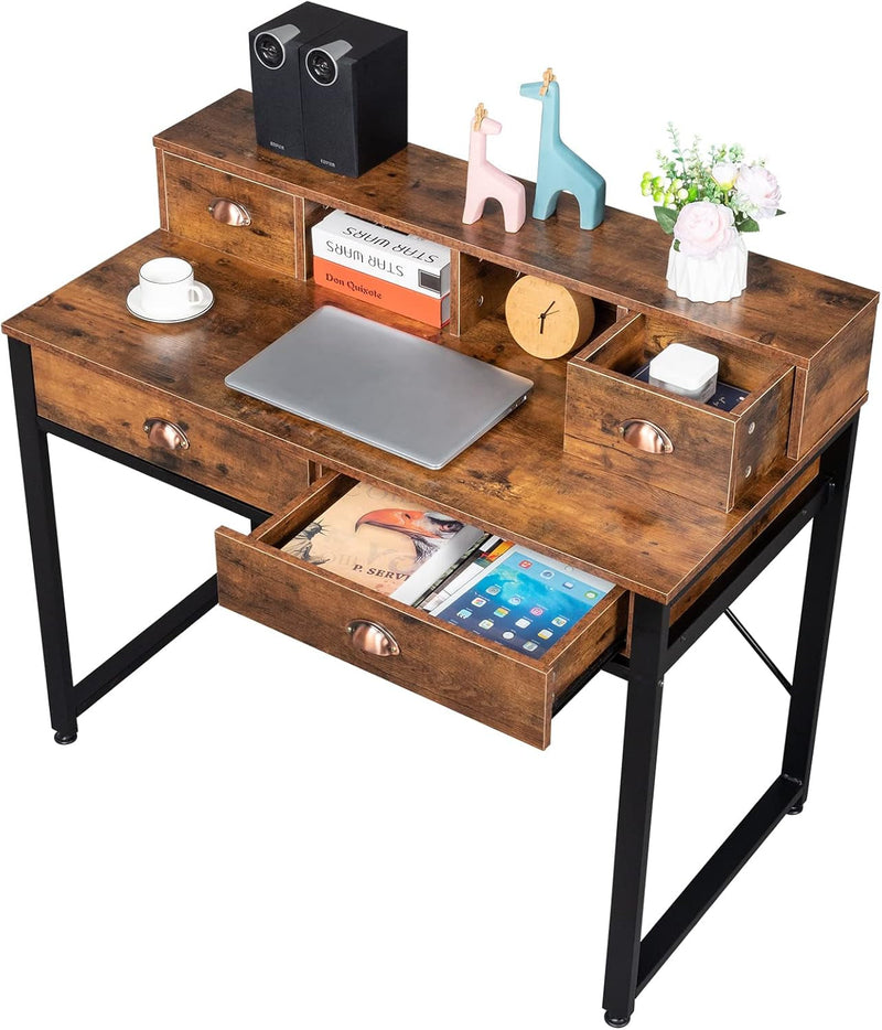 Desk Gaming Desk, Home Office Writing Desk, Computer Desk, Home Office Desk with Storage, Desk with Drawers, Home Office Desk with Storage, Office Desk 41.7 X 21.2 X 35.6 L X W H