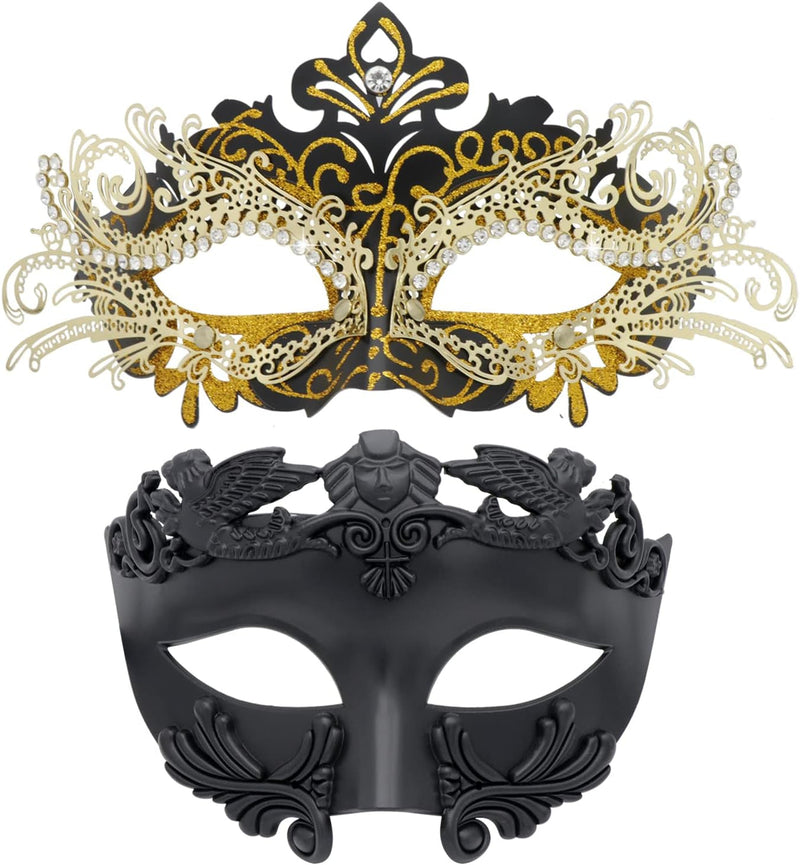 Couple Masquerade Metal Mask Roman Greek Man Mask Venetian Halloween Costume Ball Mask Mardi Gras Mask Cosplay Party Mask