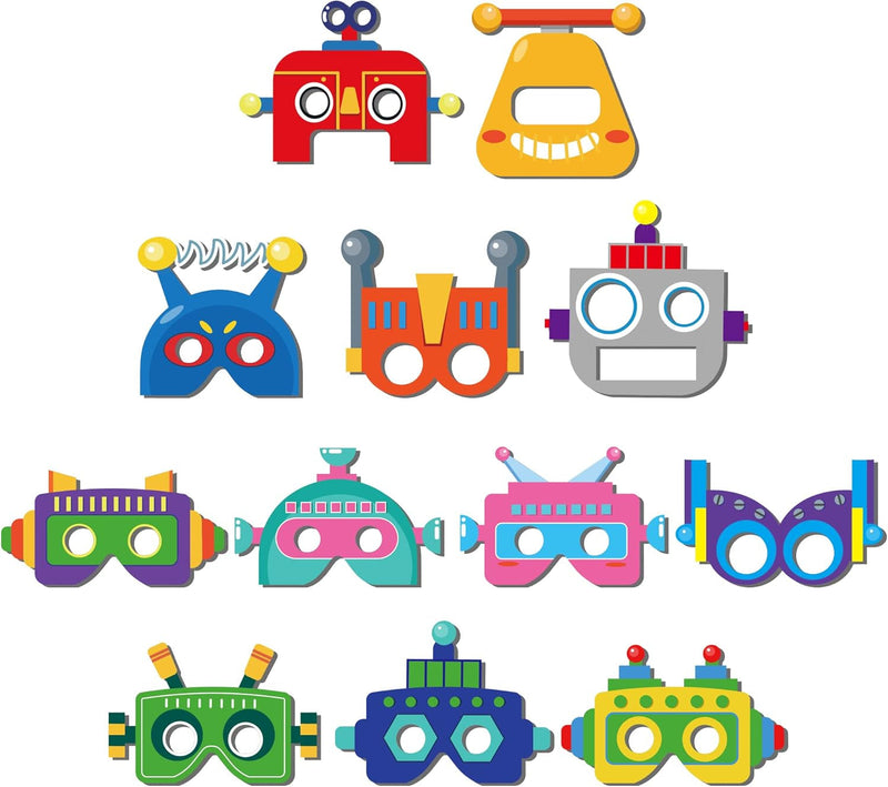 12 PCS Robot Paper Masks Robot Birthday Party Cosplay Masks for Birthday Party Bots Party Supplies Gift Robots Party Favor Birthday Cosplay Dress up Costumes for Kids Boy Girl Party Favors