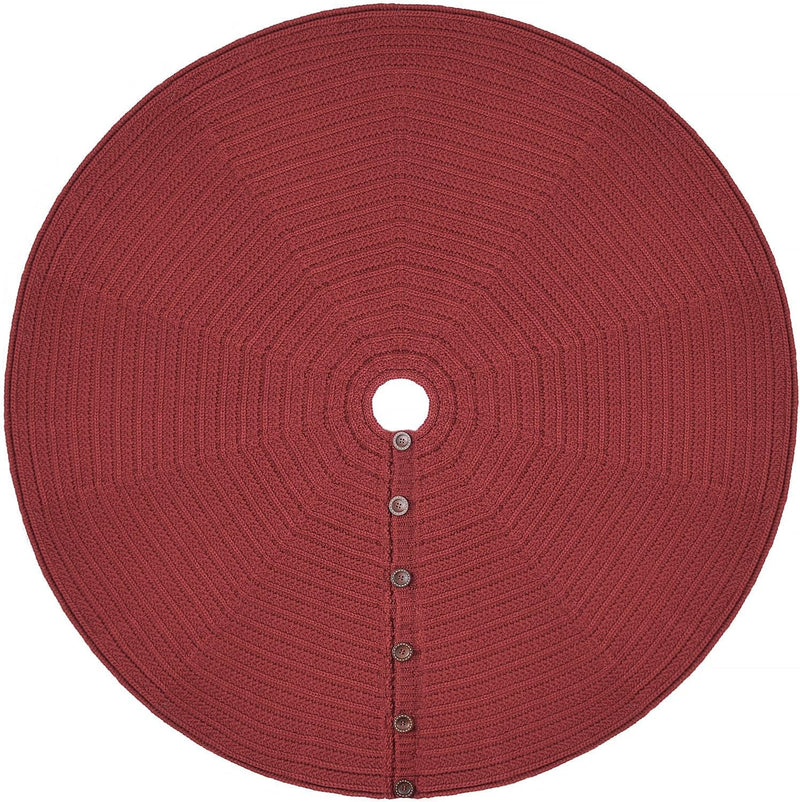 48-Inch Rib Knit Christmas Tree Skirt with Oak Buttons, Cream White