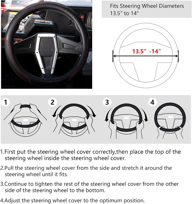 Golf Cart Steering Wheel Cover 13.5 Inch,Universal Fit for 13.5" to 14 Inch Boat Steering Wheel Cover, UTV Steering Wheel Cover,Polaris RZR Steering Wheel Cover,Non-Slip Comfortable