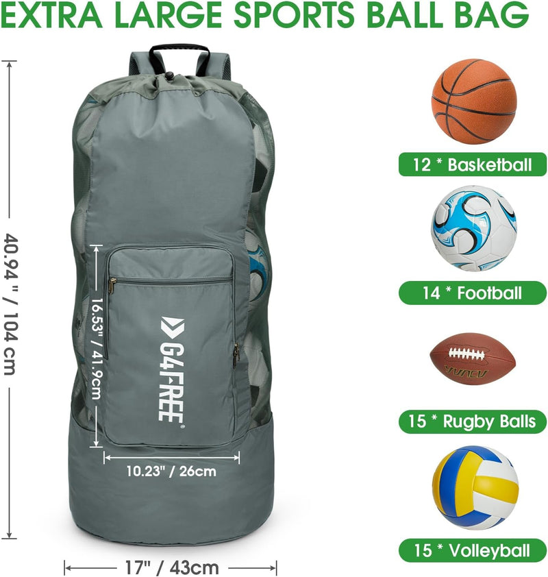 G4Free Extra Large Mesh Ball Bag Soccer Ball Bag Basketball Bag Football Bag Equipment Large Storage Carry Bag Volleyball Bag for Soccer Basketball Football Volleyball Swim