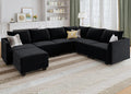 HONBAY Middle Module for Modular Sectional Sofa Couch, Accent Armless Chair with Storage Seat, Velvet Black