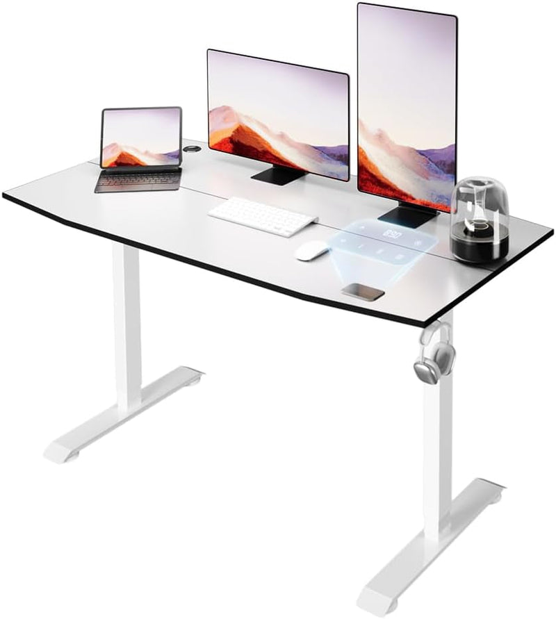 Electric Height Adjustable Standing Desk Home Office Workstation (Grey, 55 * 28 Inch)