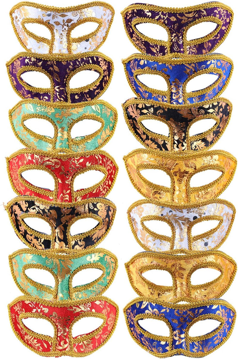 14 Pieces Masquerade Masks, Half Face Mardi Gras Retro Party Mask Unisex Venetian Mask