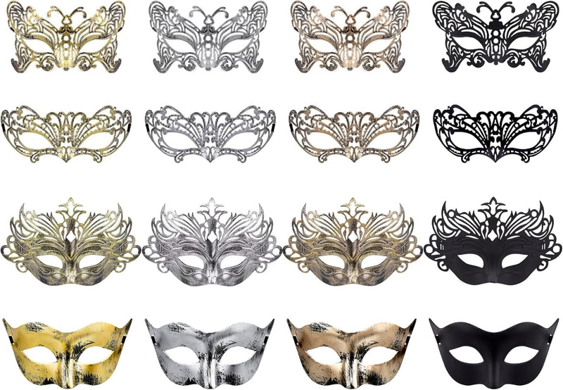 FEQO 16 Pieces Masquerade Masks Vintage Antique Masks Venetian Masks