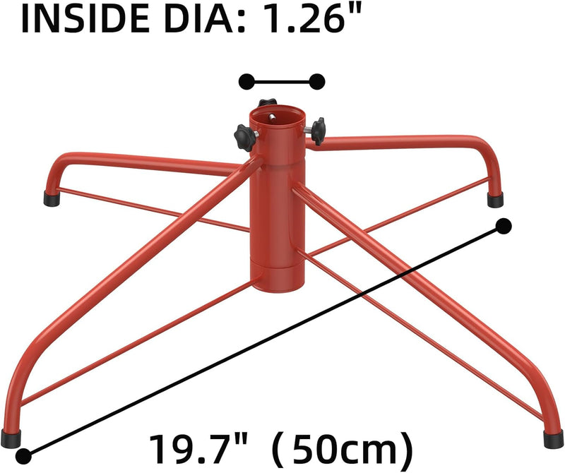 Christmas Tree Stand for Artificial Trees, 19.7 Inches Metal Christmas Tree Base Stand with Screw, Folding Artificial Christmas Tree Stand Replacement for 4-10 Ft Xmas Trees(Red)