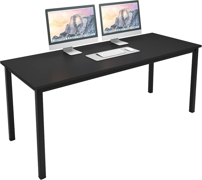 Dlandhome 63 Inch Computer Desk Home Office Table Writing Desk Study Table Gaming Desk Workstation, Black