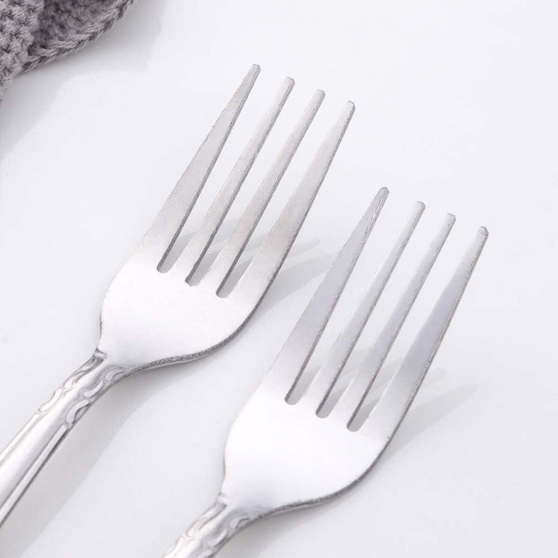 Dinner Fork Salad Dessert Forks Rose Pattern 12 Pieces, BUY&USE Silver Stainless Steel 7.3-Inch Flatware