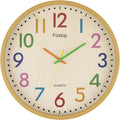 Foxtop Silent Kids Wall Clock 12 Inch Non-Ticking Battery Operated Colorful Childrens Clock for Classroom Playroom Nursery Bedrooms Kids Room School