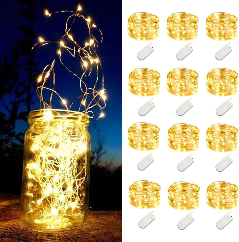 20 Pack Fairy Lights Battery Operated String Lights-7.2Ft 20 LED Silver Wire Warm White Firefly Mini Lights for Wedding,Party,Diy Crafts,Mason Jars,Centerpieces Table Decorations