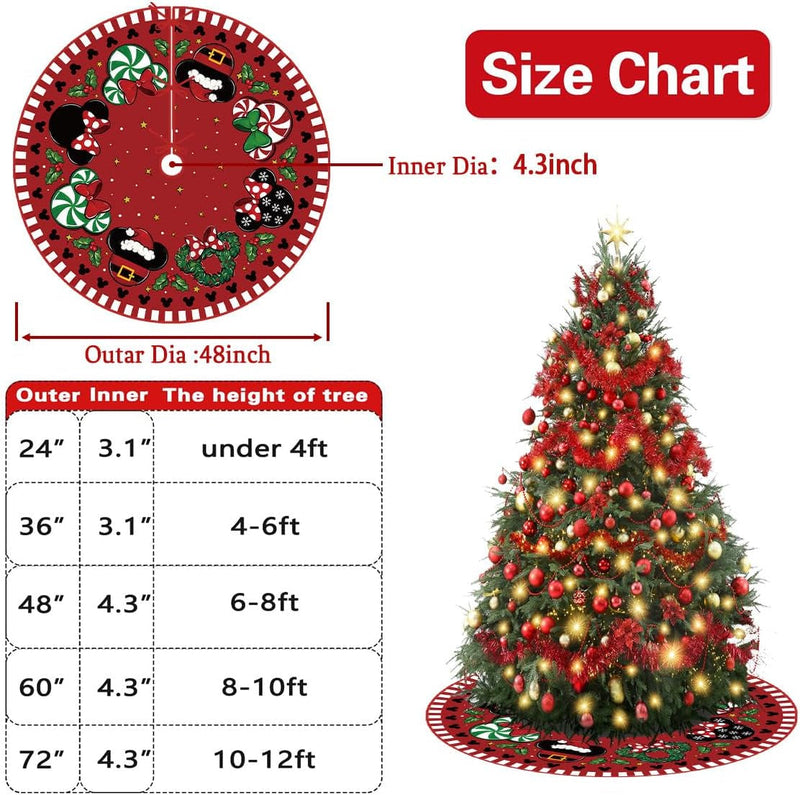 Christmas Tree Skirt 48 Inch Christmas Cartoon Mouse Tree Collar New Year Winter Xmas Tree Decor Christmas Decorations for Home Party