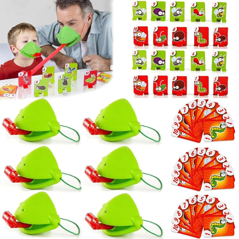 Frog Tongue Game, Lizard Tongue Game, Frog Mask with Blow Tongue, Frog Tongue Mask Game, Frog Toy Tongues Out Game, with Blowing Air, Multiplayer Party Game (8Pcs Set)