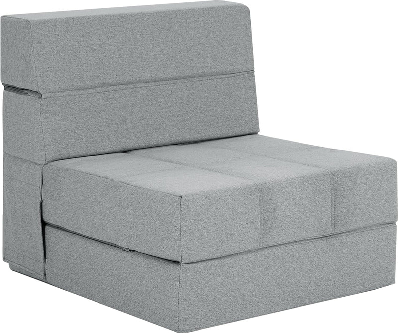 Folding Sofa Bed, 7 Inch Memory Foam Floor Couch, Convertible Sleeper Foldable Mattress Futon Sofa for Living Room/Home Office/Guest Beds/Apartment/Upstairs Loft (Light Grey, Twin)