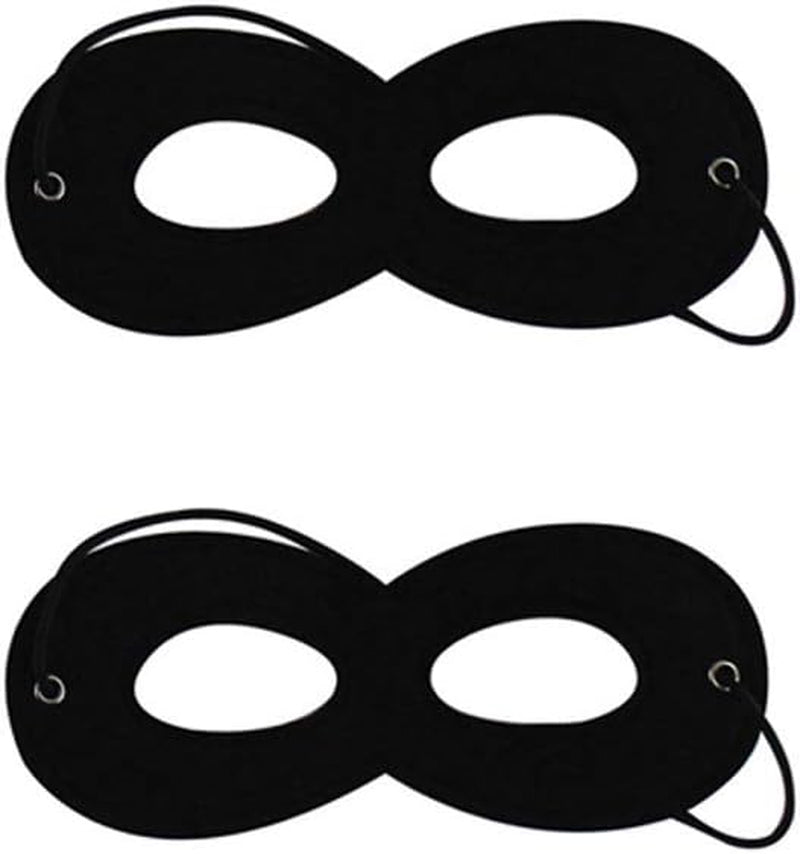 2Pcs Black Superhero Felt Eye Masks Halloween Dress up Masks Cosplay Half Masks with Elastic Rope