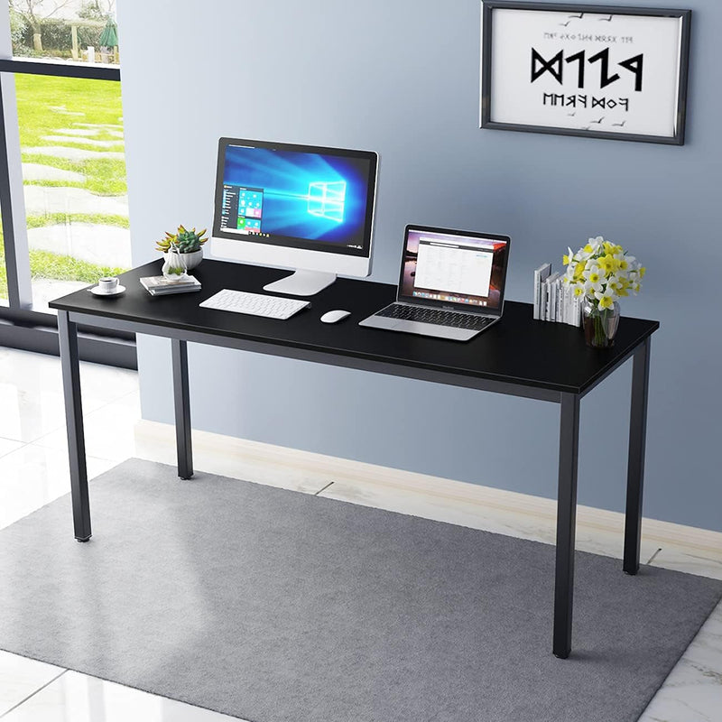 Dlandhome 63 Inch Computer Desk Home Office Table Writing Desk Study Table Gaming Desk Workstation, Black