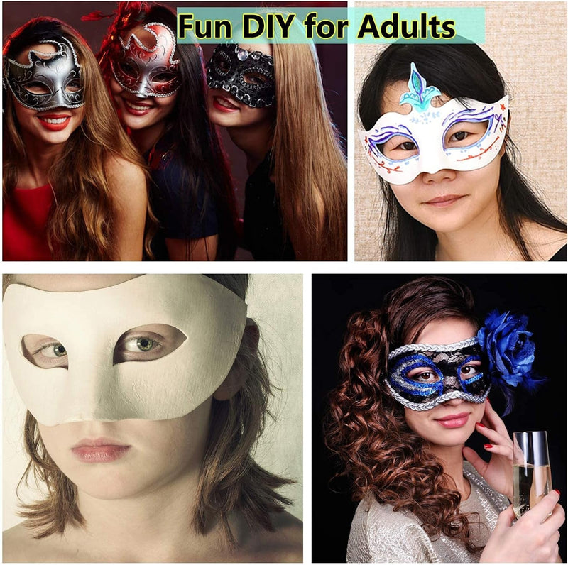 14 PCS DIY White Paper Half Face Masquerade Mask Craft Mardi Gras Mask Plain Mask Paintable Blank Halloween Party Mask