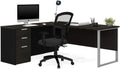 Bestar Pro-Concept plus L-Shaped Desk with Drawers, White & Deep Grey
