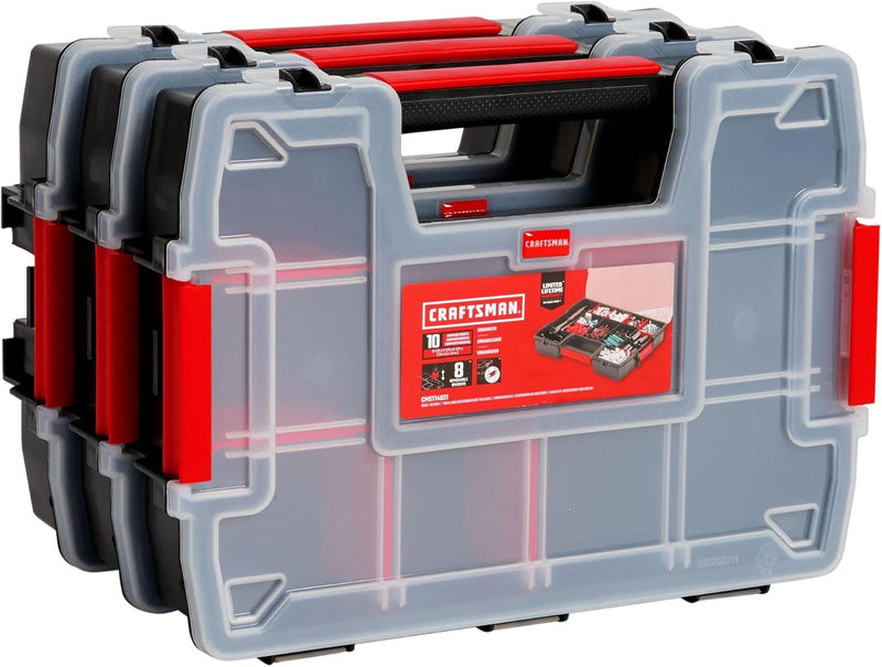 CRAFTSMAN Storage Organizer, Small Parts Organizer, 3-Packs with 10-Compartments, Lid Includes Secure Latch (CMST60964M)