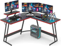 Devoko L Shaped Gaming Desk Computer Desk 51” Office Corner Desk with Monitor Stand Home Gaming Writing Study Table Workstation (Carbon Fibre Black)