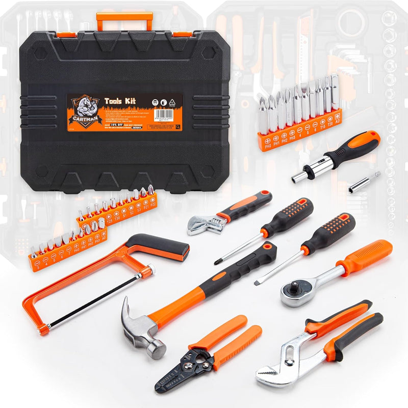 CARTMAN 238 Piece Socket Wrench Auto Repair Tool Combination Package Mixed General Household Hand Tool Set Tool Kit with Plastic Toolbox Storage Case