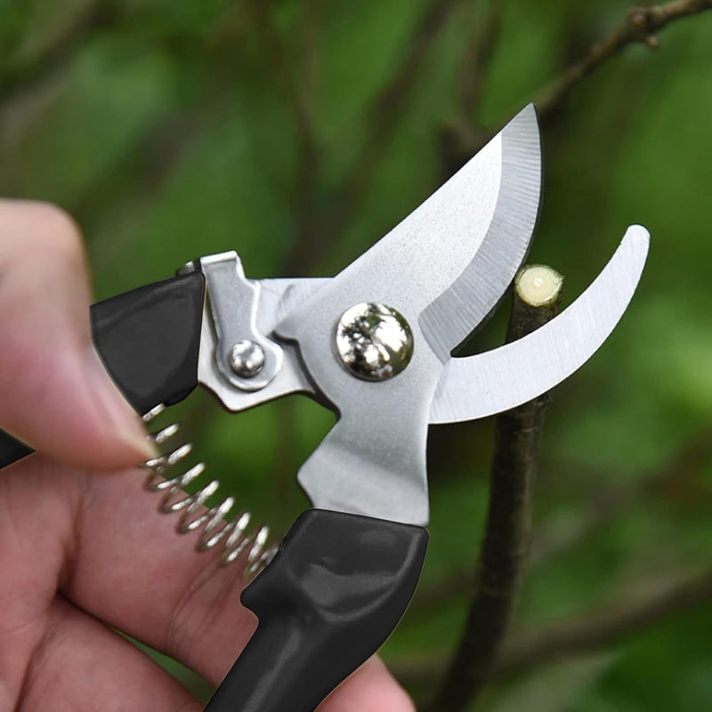 Garden Scissors for Plant, Tip Pruning Shears for Cutting Flowers, Trimming Plants, Bonsai and Fruits Picking (Black Bypass Blade Pruner)