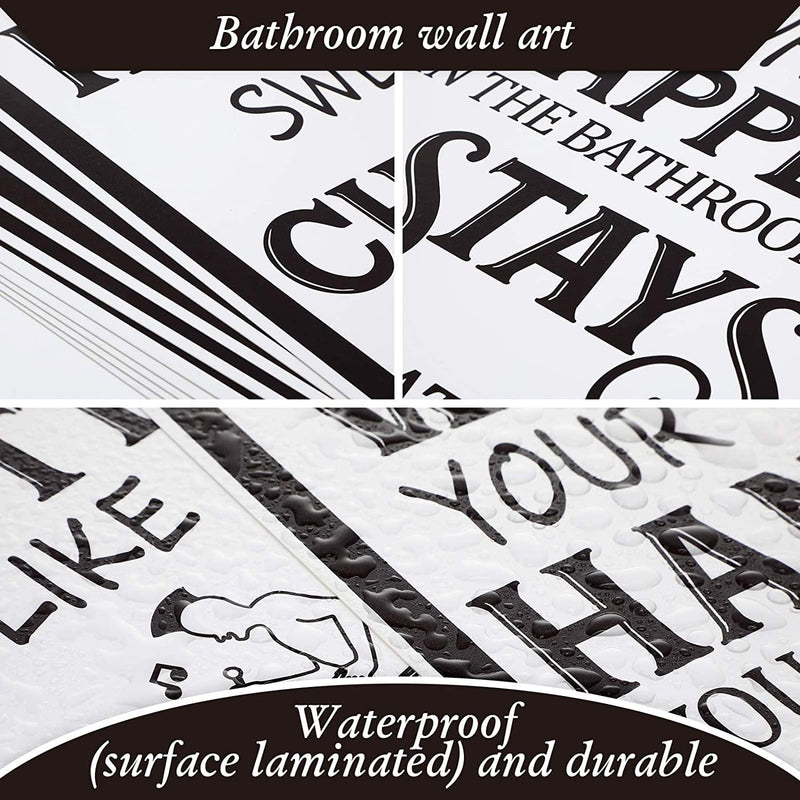 9 Pieces Bathroom Wall Decor, Funny Vintage Bathroom Sign Bathroom Quotes Sayings Art Prints Bathroom Posters for Wall Restroom Bathroom Decor Pictures, Unframed (Black Font) Home & Garden > Decor > Artwork > Posters, Prints, & Visual Artwork Zonon   