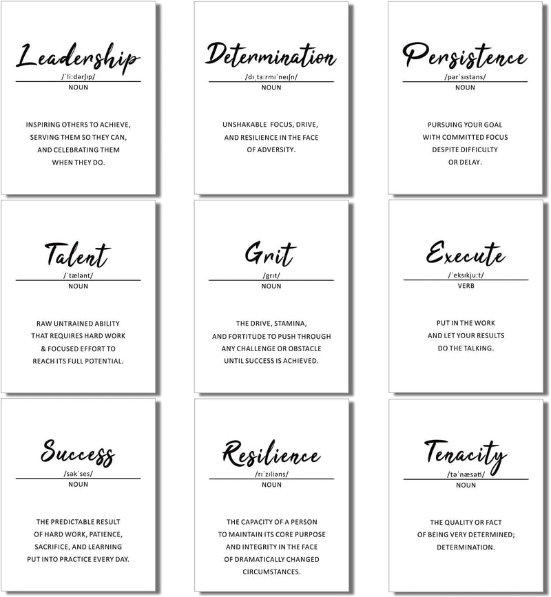 9 Pieces Inspirational Phrases Wall Art Prints Motivational Sayings Quote Posters Positive Prints Decorations for Teens Adults Living Room Office Classroom College Decoration, Unframed, 8 X 10 Inch
