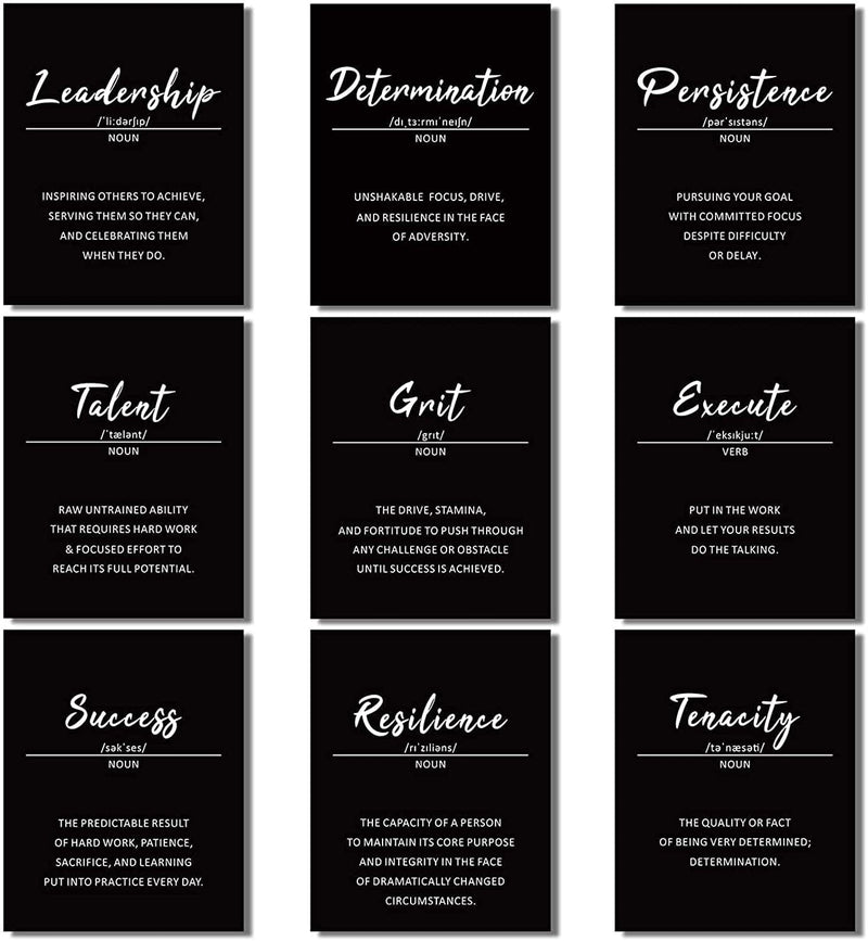 9 Pieces Inspirational Phrases Wall Art Prints Motivational Sayings Quote Posters Positive Prints Decorations for Teens Adults Living Room Office Classroom College Decoration, Unframed, 8 X 10 Inch Home & Garden > Decor > Artwork > Posters, Prints, & Visual Artwork Outus Black  