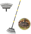 Garden Rake -Small Leaves Rakes for Gardening - 11 Metal Tines 8.5" Wide - 78" Long Handle Leaf Rakes for Lawns Heavy Duty for Yard Lawn Shrub Garden Beds