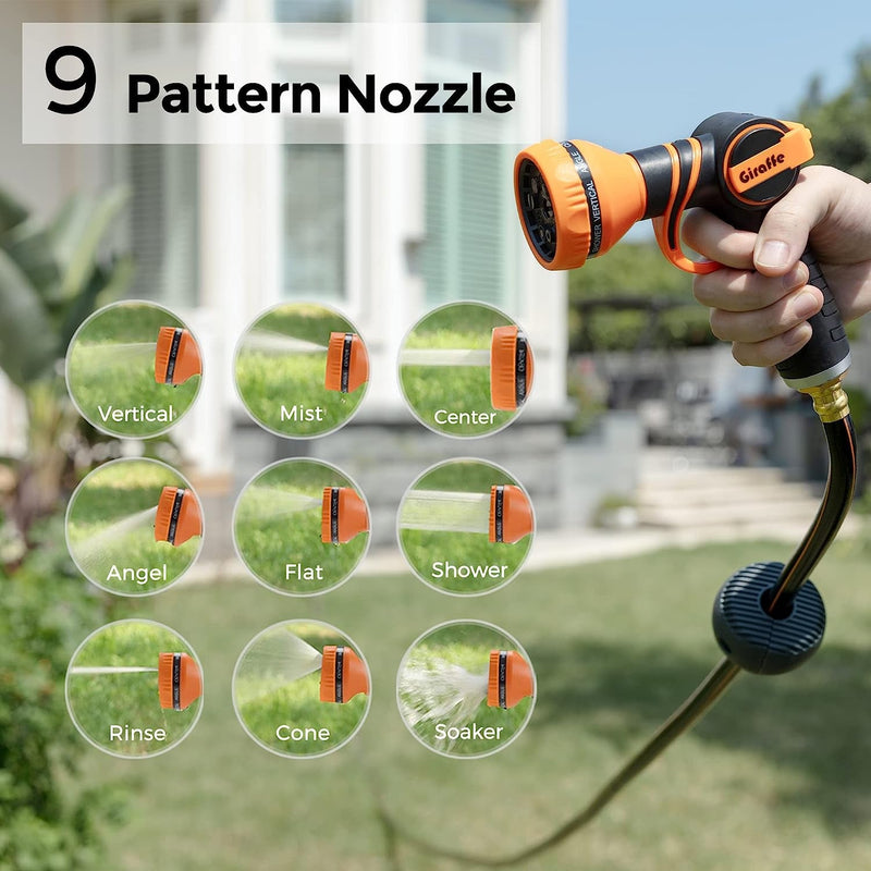 Giraffe Tools Retractable Garden Hose Reel 1/2 Inch X 130 Ft, Super Heavy Duty, Any Length Lock, Slow Return System, Wall Mounted and 180 Deg Swivel Bracket