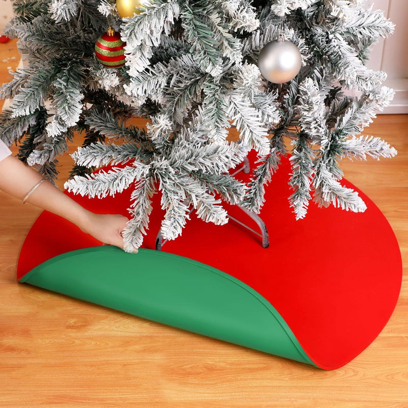 30 Inch Reversible Christmas Tree Stand Mat Silicone Green and Red Christmas Tree Mat Heavy Duty Christmas Tree Floor Protector Waterproof Christmas Tree Stand Pad for Christmas Home Decor