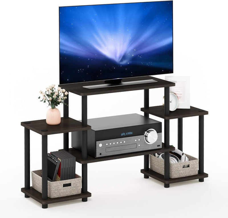 Furinno Turn-N-Tube No Tools Entertainment TV Stands, Dark Brown/Black