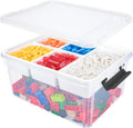 Creahaus 17 Quart Plastic Storage Box with Removable Tray, Durable Craft Organizers and Storage Container, Stackable Art & Craft Box with Lid for Organizing, Bead, Tool, Sewing (Clear)