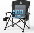 EVER ADVANCED Oversized Folding Camping Chair, for Adults Heavy Duty Lawn Chair with Side Pockets, Portable Collapsible Quad Chair for Outside, Support up to 500Lbs, Blue